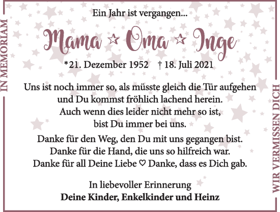 Anzeige von Inge  von OM-Medien