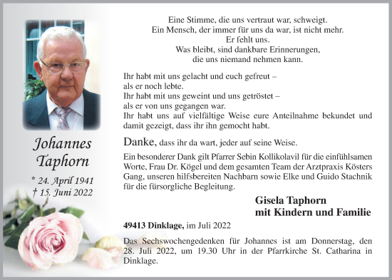 Anzeige von Johannes Taphorn von OM-Medien