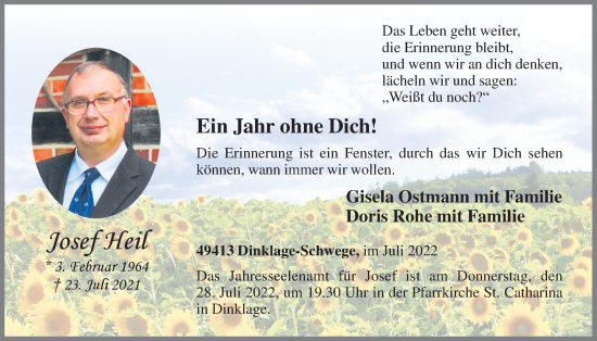 Anzeige von Josef Heil von OM-Medien