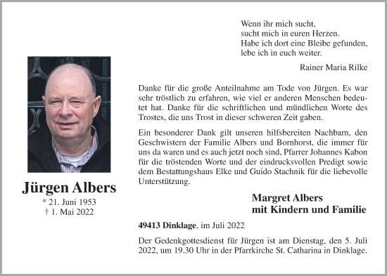 Anzeige von Jürgen Albers von OM-Medien