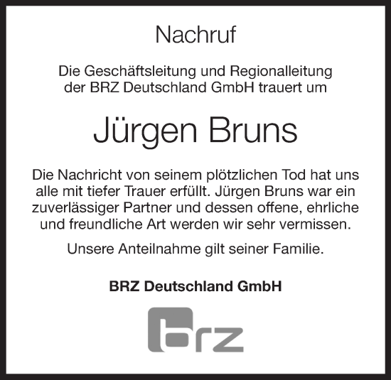 Anzeige von Jürgen Bruns von OM-Medien