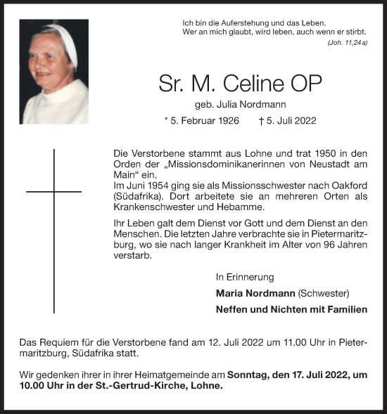 Anzeige von Julia Nordmann von OM-Medien