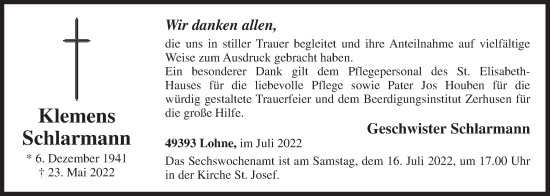 Anzeige von Klemens Schlarmann von OM-Medien