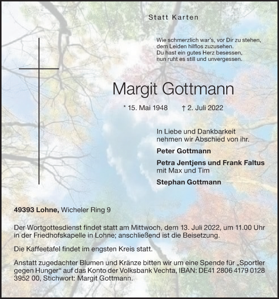 Anzeige von Margit Gottmann von OM-Medien