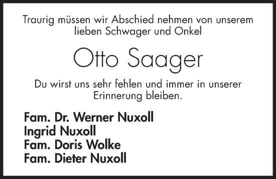 Anzeige von Otto Saager von OM-Medien