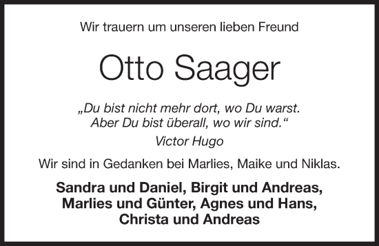 Anzeige von Otto Saager von OM-Medien