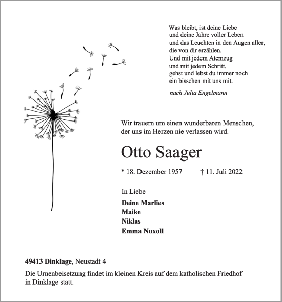 Anzeige von Otto Saager von OM-Medien
