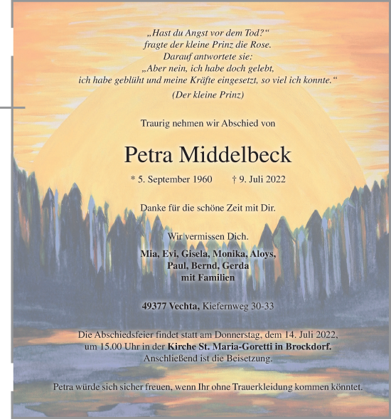 Anzeige von Petra Middelbeck von OM-Medien