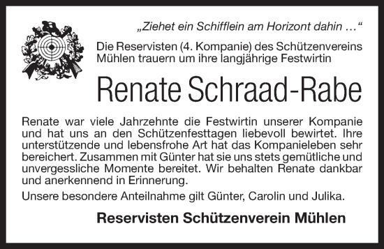 Anzeige von Renate Schraad-Rabe von OM-Medien