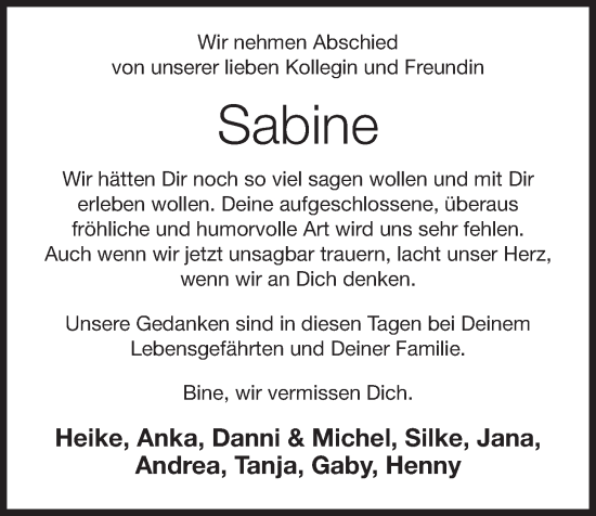 Anzeige von Sabine Kieselhorst von OM-Medien