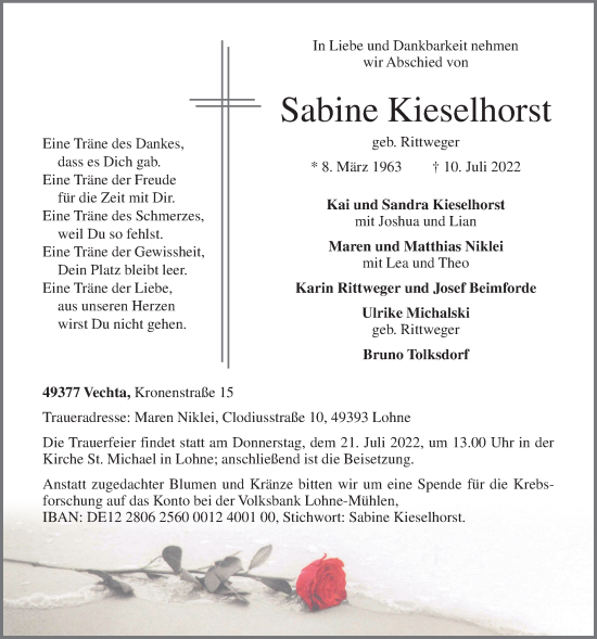 Anzeige von Sabine Kieselhorst von OM-Medien