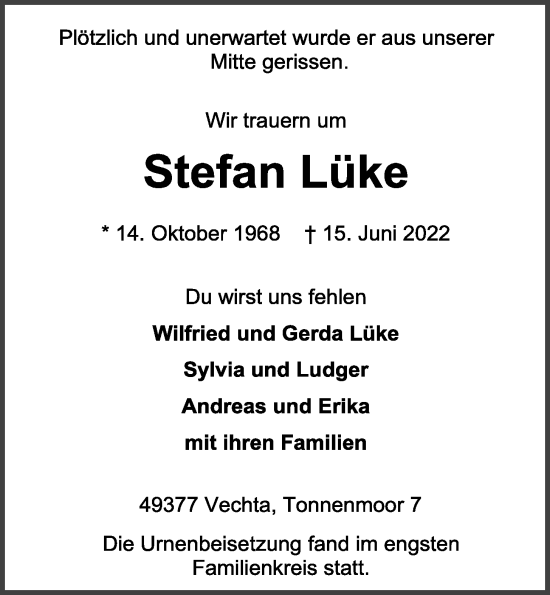 Anzeige von Stefan Lüke von OM-Medien