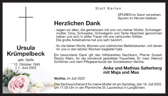Anzeige von Ursula Krümpelbeck von OM-Medien