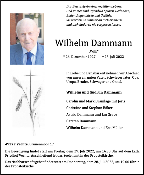 Anzeige von Wilhelm Dammann von OM-Medien