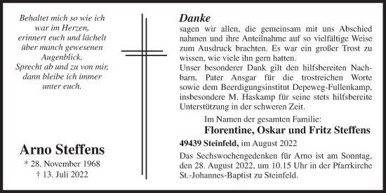 Anzeige von Arno Steffens von OM-Medien