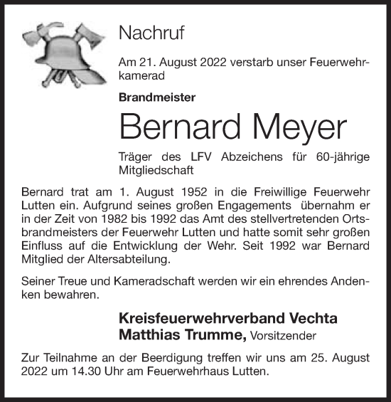 Anzeige von Bernard Meyer von OM-Medien