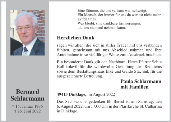 Anzeige von Bernard Schlarmann von OM-Medien