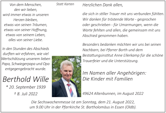 Anzeige von Berthold Wille von OM-Medien