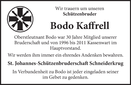 Anzeige von Bodo Kaffrell von OM-Medien