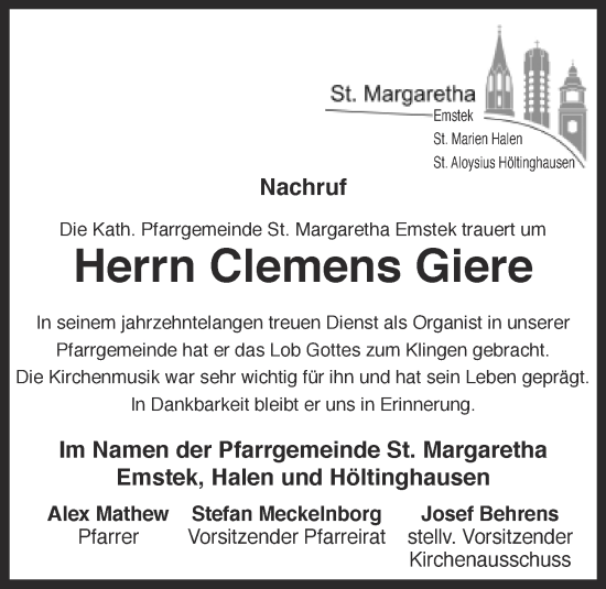 Anzeige von Clemens Giere von OM-Medien