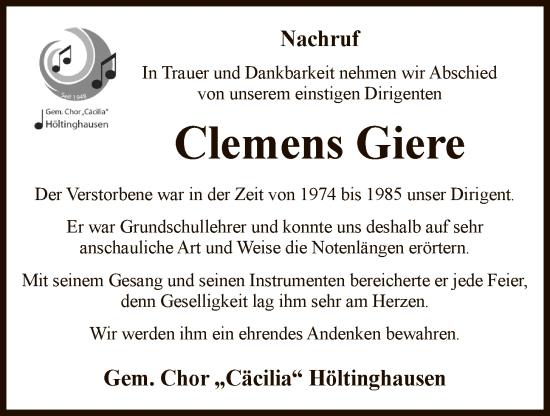 Anzeige von Clemens Giere von OM-Medien