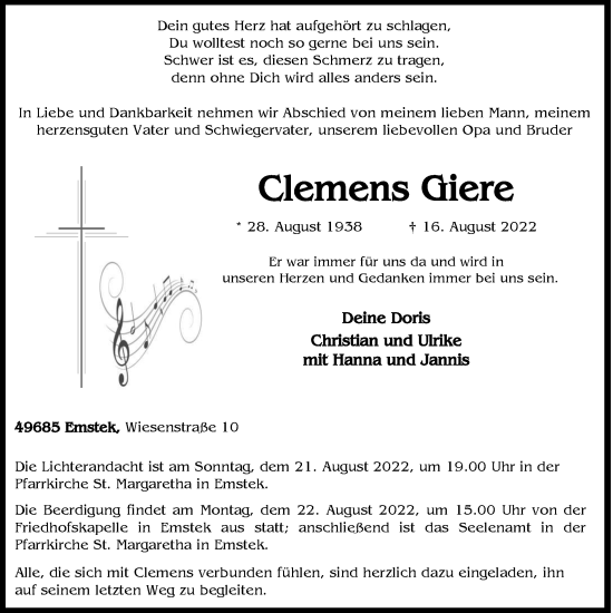 Anzeige von Clemens Giere von OM-Medien