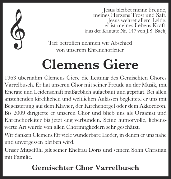 Anzeige von Clemens Giere von OM-Medien