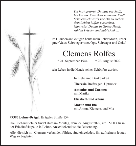 Anzeige von Clemens Rolfes von OM-Medien