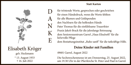 Anzeige von Elisabeth Kröger von OM-Medien