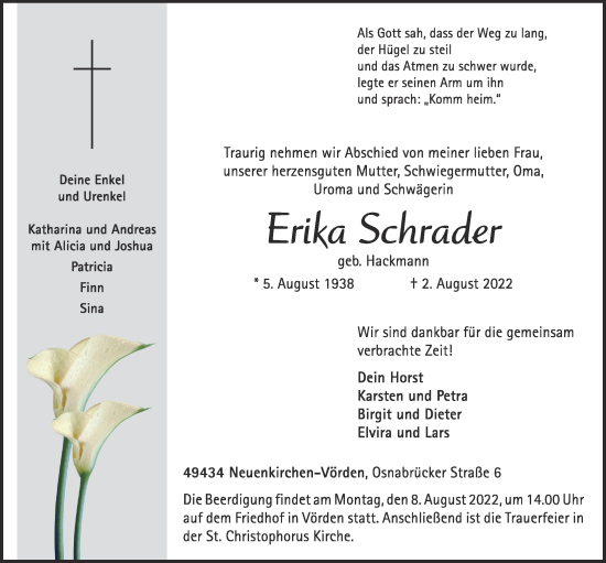 Anzeige von Erika Schrader von OM-Medien