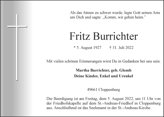 Anzeige von Fritz Burrichter von OM-Medien