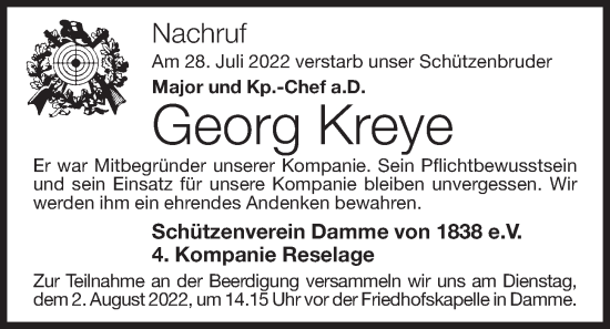 Anzeige von Georg Kreye von OM-Medien
