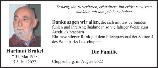 Anzeige von Hartmut Brakel von OM-Medien