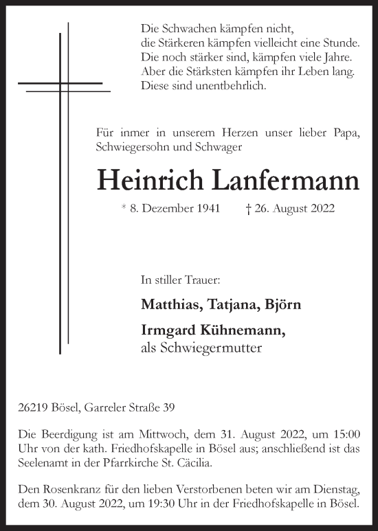 Anzeige von Heinrich Lanfermann von OM-Medien
