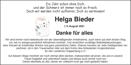 Anzeige von Helga Bieder von OM-Medien
