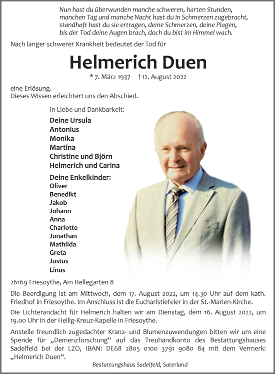 Anzeige von Helmerich Duen von OM-Medien