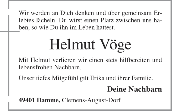 Anzeige von Helmut Vöge von OM-Medien