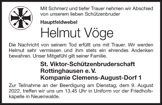 Anzeige von Helmut Vöge von OM-Medien