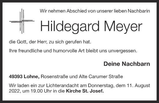 Anzeige von Hildegard Meyer von OM-Medien