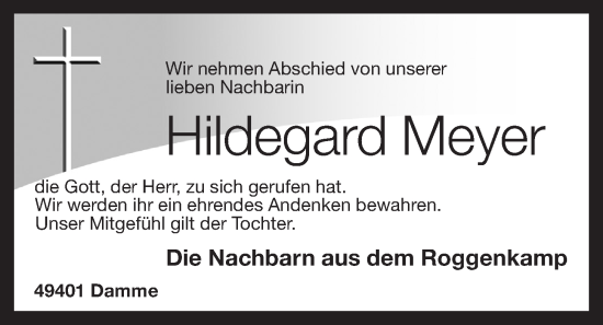 Anzeige von Hildegard Meyer von OM-Medien