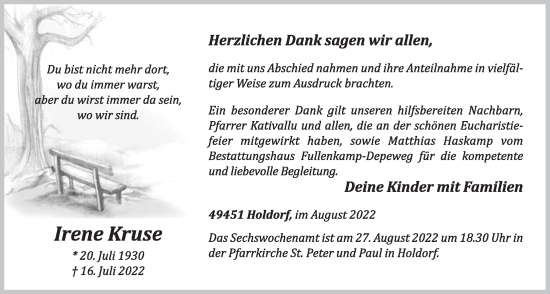 Anzeige von Irene Kruse von OM-Medien