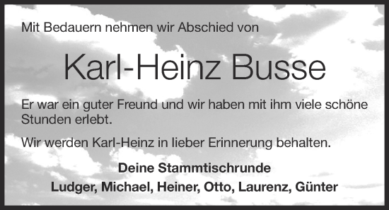 Anzeige von Karl-Heinz Busse von OM-Medien