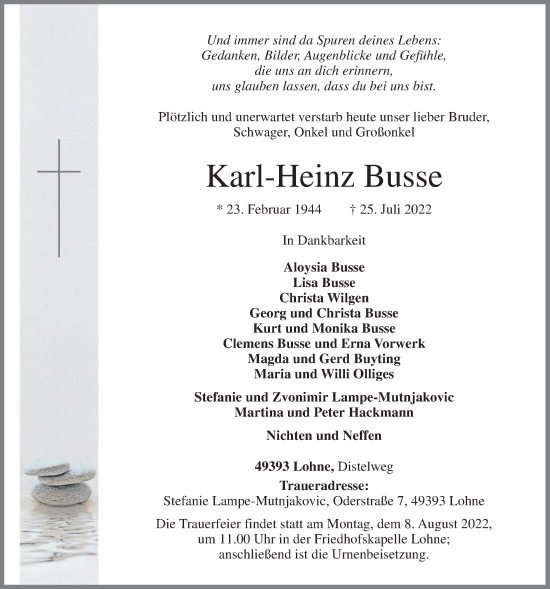 Anzeige von Karl-Heinz Busse von OM-Medien