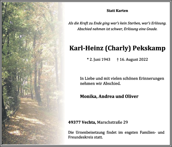 Anzeige von Karl-Heinz Pekskamp von OM-Medien