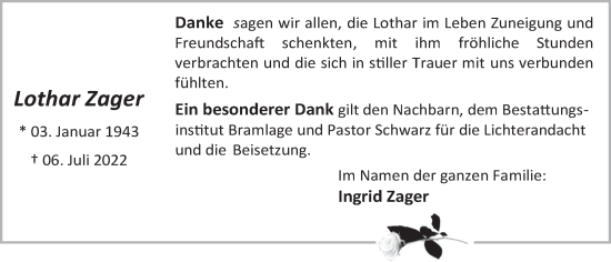 Anzeige von Lothar Zager von OM-Medien