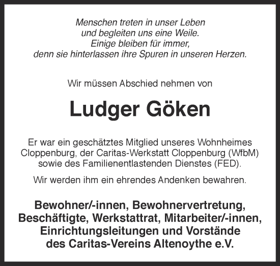 Anzeige von Ludger Göken von OM-Medien