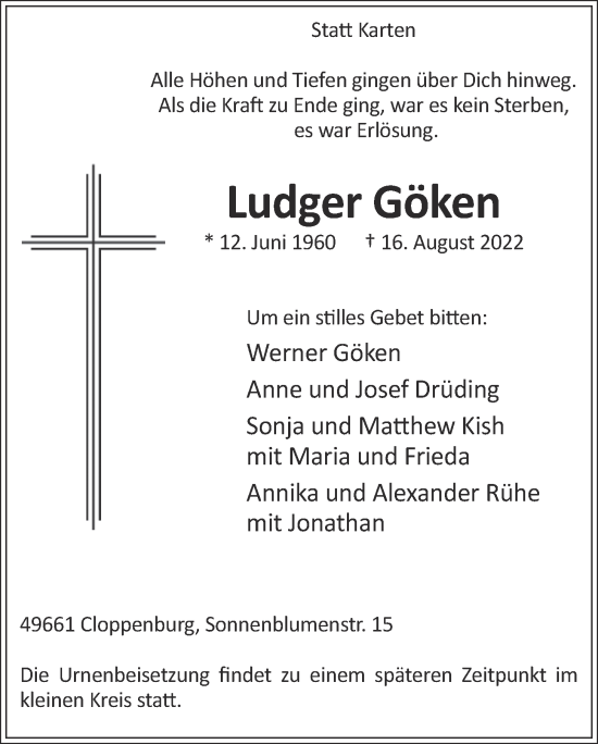 Anzeige von Ludger Göken von OM-Medien