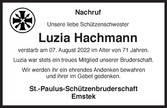 Anzeige von Luzia Hachmann von OM-Medien