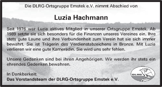Anzeige von Luzia Hachmann von OM-Medien