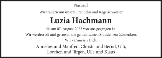 Anzeige von Luzia Hachmann von OM-Medien